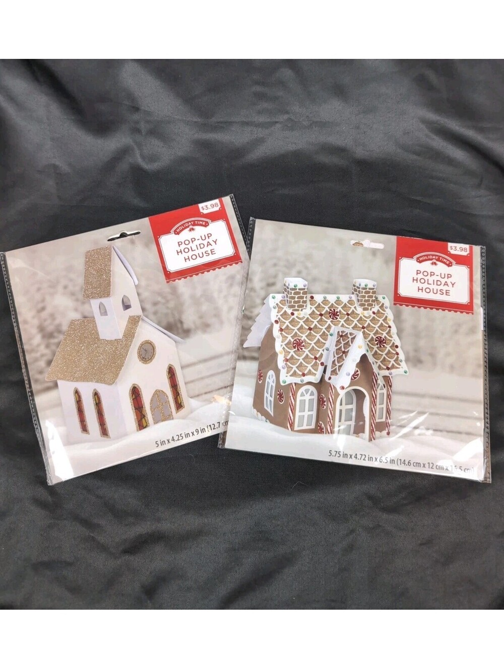 Holiday Time Pop-Up Holiday Village 2 Pcs Gingerbread House & Church New